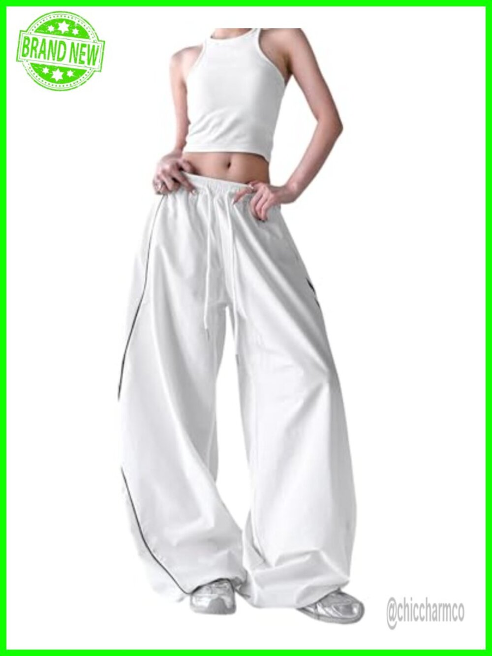 Y2K Baggy Parachute Pants High Waist Wide Leg Track Pants